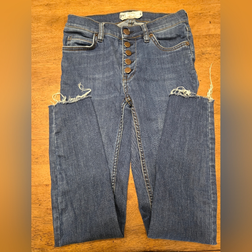 Free People Button Fly Skinny Jeans Size 25